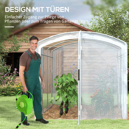 Begehbares Folientunnel-Gewächshaus, transparente Abdeckung, 3x2x2m