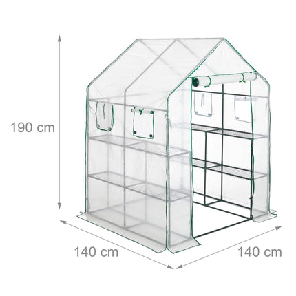 Walk-in greenhouse with 4 windows
