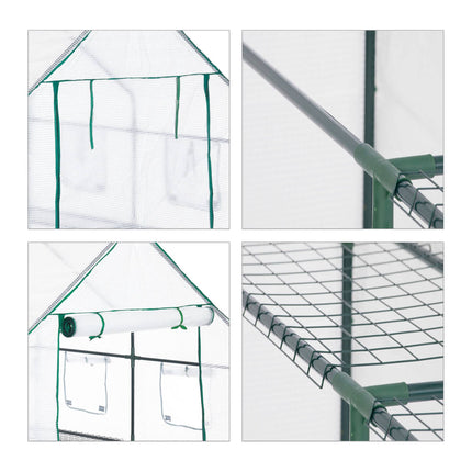 Walk-in greenhouse with 4 windows