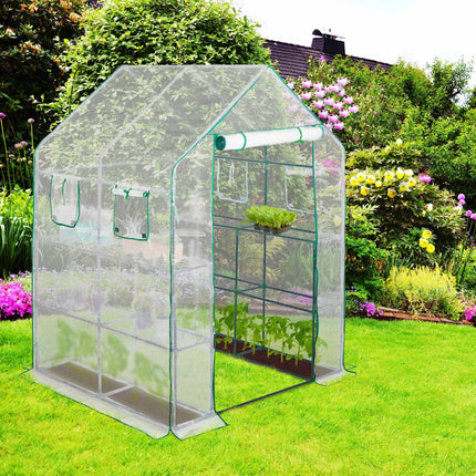Walk-in greenhouse with 4 windows