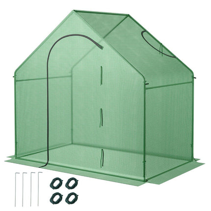 Walk-in greenhouse with PE cover & roll-up zip door & window film greenhouse