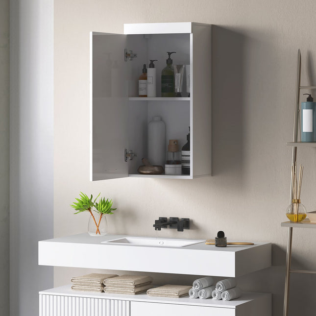 Wandmontierter Medizinschrank, weiß, 2 Ablagen