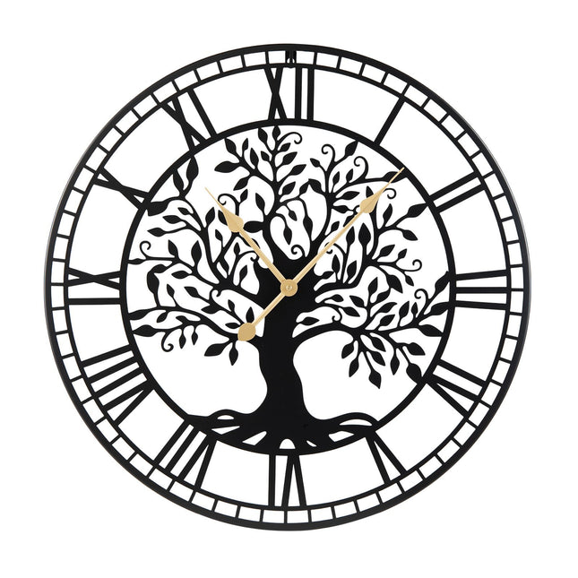 Wanduhr 27-Zoll Lebensbaum, Metall, geräuscharmes Quarzwerk