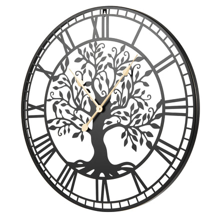 Wanduhr 27-Zoll Lebensbaum, Metall, geräuscharmes Quarzwerk