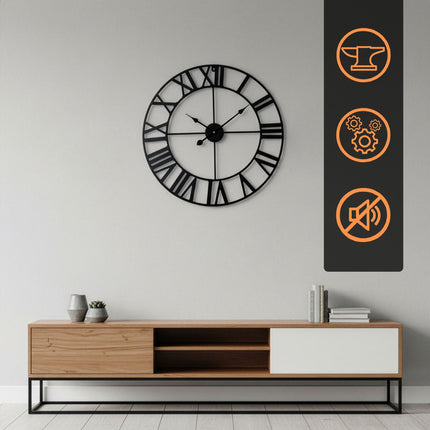 Wall Clock, Roman Numerals, 60 cm Diameter