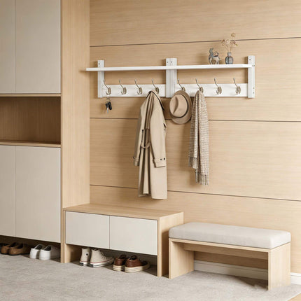 Wandgarderobe 2er Set, Braun MDF und Eisen