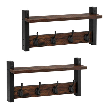 Wandgarderobe 2er Set, Braun MDF und Eisen
