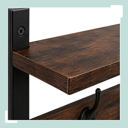 Wandgarderobe 2er Set, Braun MDF und Eisen