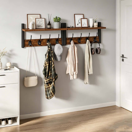 Wandgarderobe 2er Set, Braun MDF und Eisen