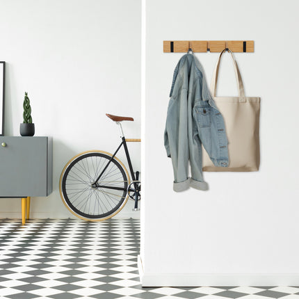 Wall Coat Rack with Folding Bamboo Hooks