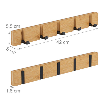 Wall Coat Rack with Folding Bamboo Hooks