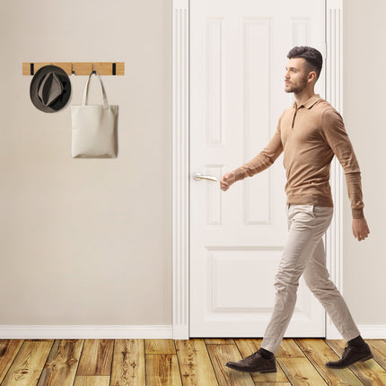 Wall Coat Rack with Folding Bamboo Hooks