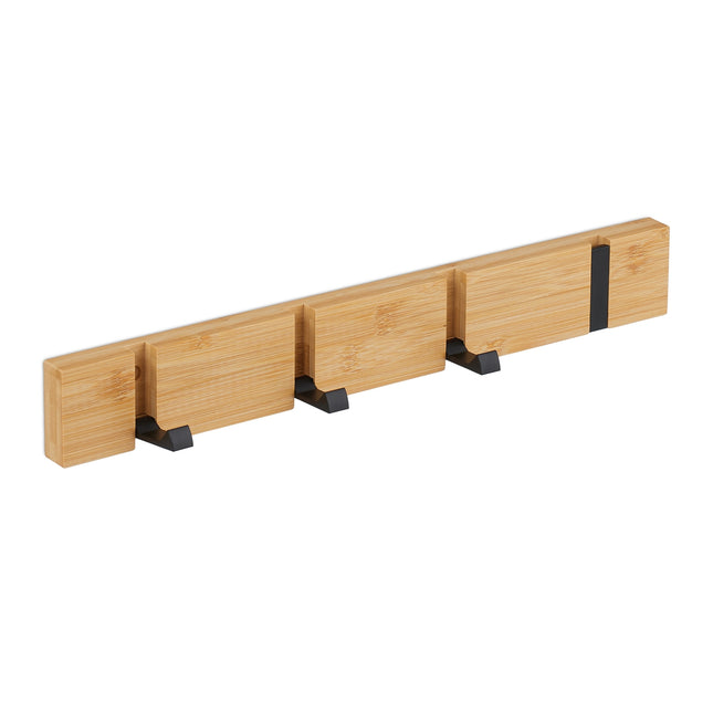 Wall Coat Rack with Folding Bamboo Hooks