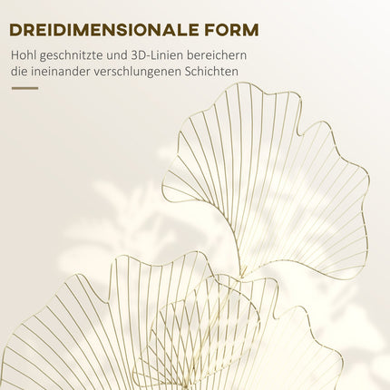 Décoration murale moderne en métal 3D, motif feuilles de ginkgo, pour chambre et salle à manger, doré, 51 x 3,5 x 94,5 cm