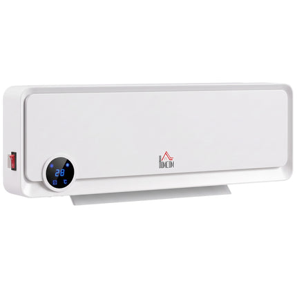 Wall Fan Heater 2000 W with Remote Control and LED Display, White, 12-Hour Timer