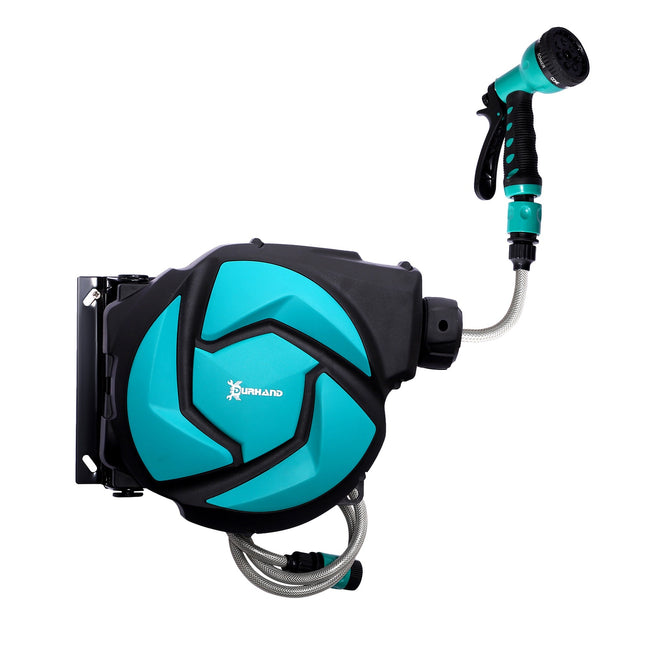Wall-mounted 10 m hose reel with 180° rotatable, frost-resistant