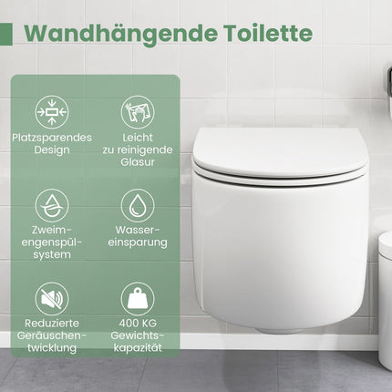 Wand-WC, Doppelspülung, Absenkautomatik, Weiß