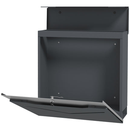 Anthracite wall letterbox, display window, magazine slot