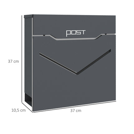 Anthracite wall letterbox, display window, magazine slot