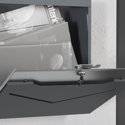 Anthracite wall letterbox, display window, magazine slot
