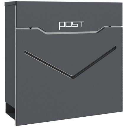 Anthracite wall letterbox, display window, magazine slot