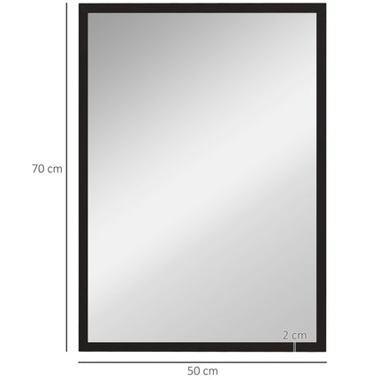 Nástěnné zrcadlo, 50x70 cm, černý MDF rám, snadná montáž