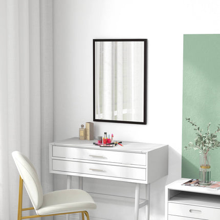 Nástěnné zrcadlo, 50x70 cm, černý MDF rám, snadná montáž