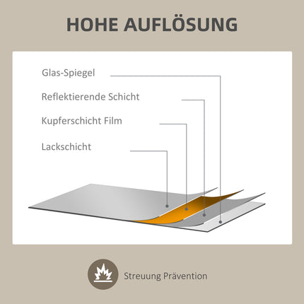 Asymmetrischer Wandspiegel 80x60cm - Holzrahmen, antioxidiert