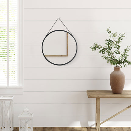 Kulaté nástěnné zrcadlo, kosmetické zrcadlo, 50 Cm, černý kovový rám