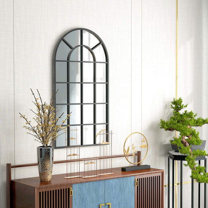 Wandspiegel mit schwarzem Metallrahmen, 110 x 62 cm, vielseitig aufhängbarer Spiegel