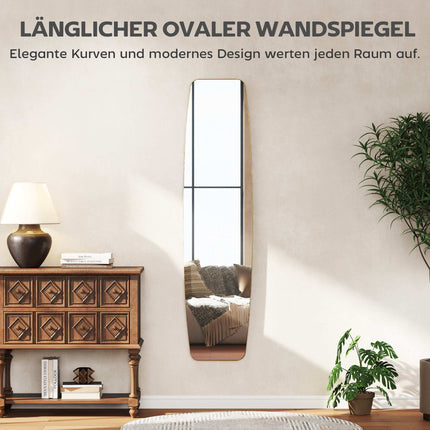 Wandspiegel mit goldfarbenem Metallrahmen, 160 x 40 cm