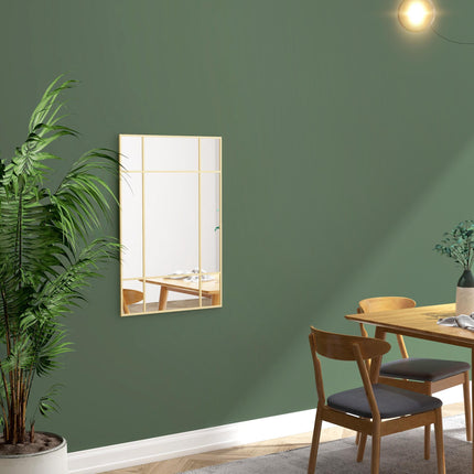 Wandspiegel mit goldfarbenem Metallrahmen, 90x60 cm