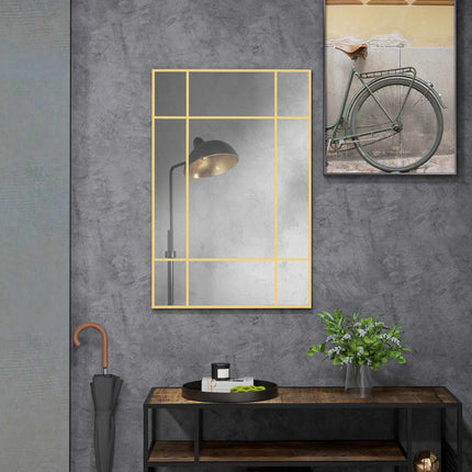 Wandspiegel mit goldfarbenem Metallrahmen, 90x60 cm