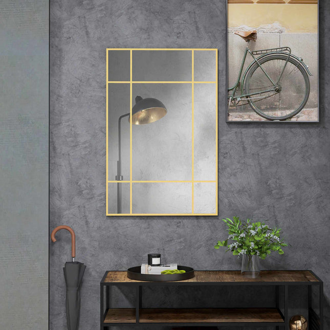 Wandspiegel mit goldfarbenem Metallrahmen, 90x60 cm