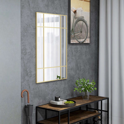 Wandspiegel mit goldfarbenem Metallrahmen, 90x60 cm