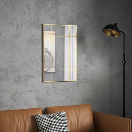Wandspiegel mit goldfarbenem Metallrahmen, 90x60 cm