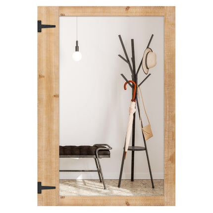 Wandspiegel mit Massivholzrahmen & Metallhaken, 87,5x51 cm