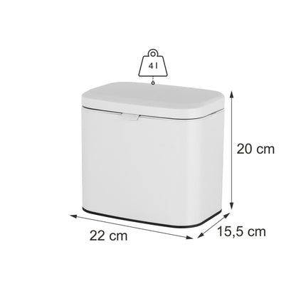 Wandabfalleimer, Weiß, 4L – für Küche & Bad