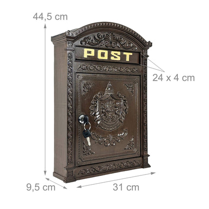 Wall-Mount Mailbox – Antique Cast Aluminum, A4 Slot