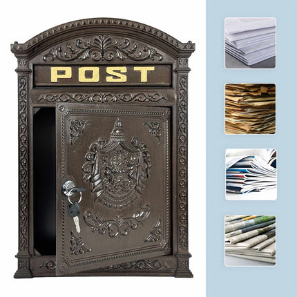 Wall-Mount Mailbox – Antique Cast Aluminum, A4 Slot