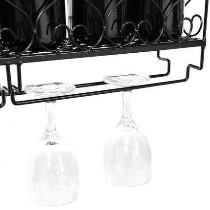 Weinregal aus Metall zur Wandmontage, fasst 6 Flaschen und 6 Gläser