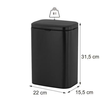 Wand-Mülleimer, Schwarz, 8L, herausnehmbarer Inneneimer
