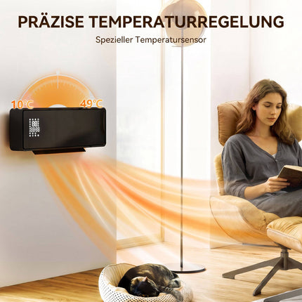 Wall-Mounted 2000W Ceramic Heater with Remote & Timer
