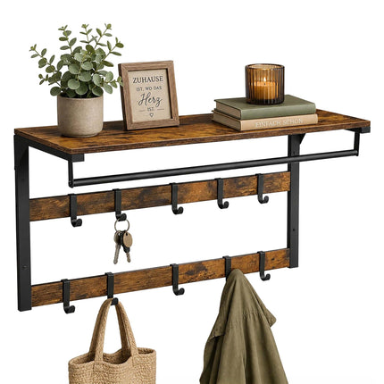 Wandgarderobe 3-in-1 mit Ablage, Braun, 80 cm