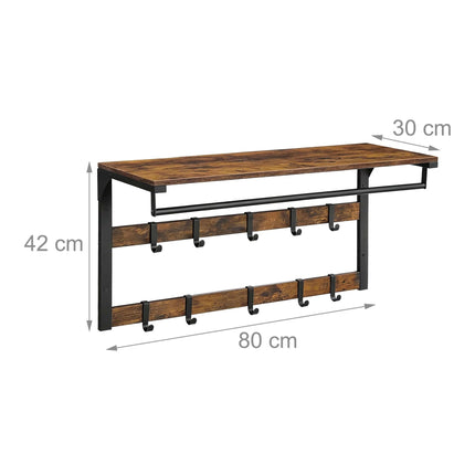 Wandgarderobe 3-in-1 mit Ablage, Braun, 80 cm