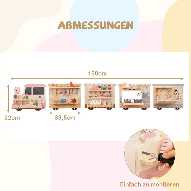 Wandmontiertes 5-in-1-Activity Board für Kinder, 63 Zubehörteile