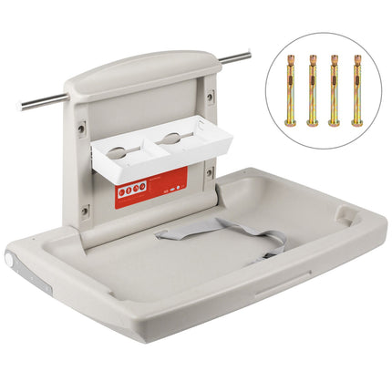 Wall-Mounted Baby Changing Station, Fold-Down HDPE