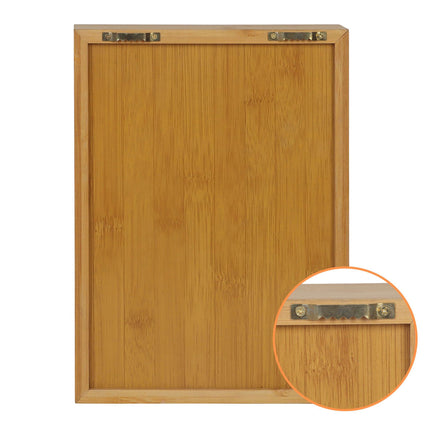 Wall-Mounted Bamboo Key Box, 8 Hooks, Magnetic Door