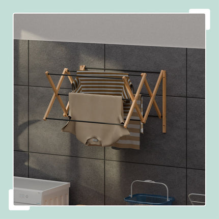 Wall-Mounted Bamboo Metal Drying Rack – Extendable