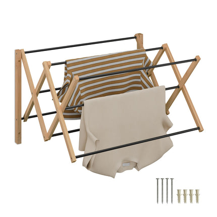 Wall-Mounted Bamboo Metal Drying Rack – Extendable